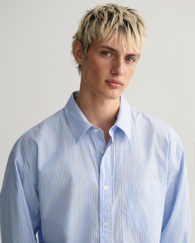 Oversize poplinskjorte med striber