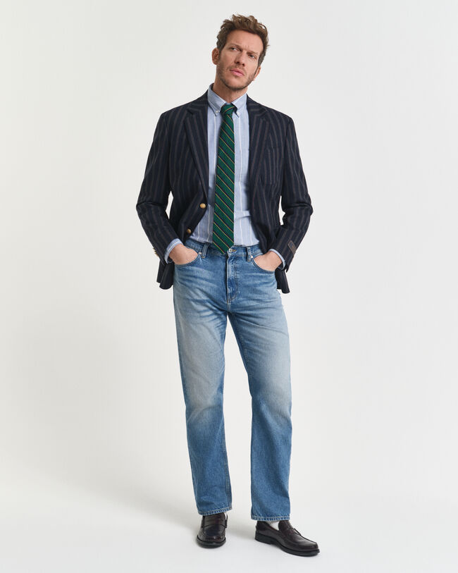 Regular fit klassisk stribet Oxford-skjorte