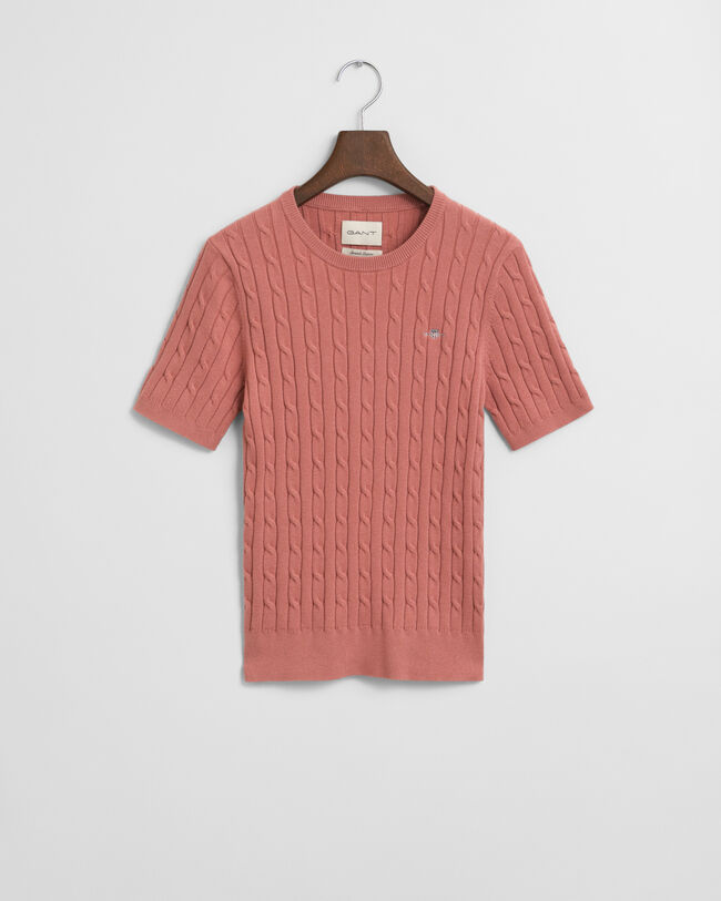 Sweater af strækbomuld med kabelstrik