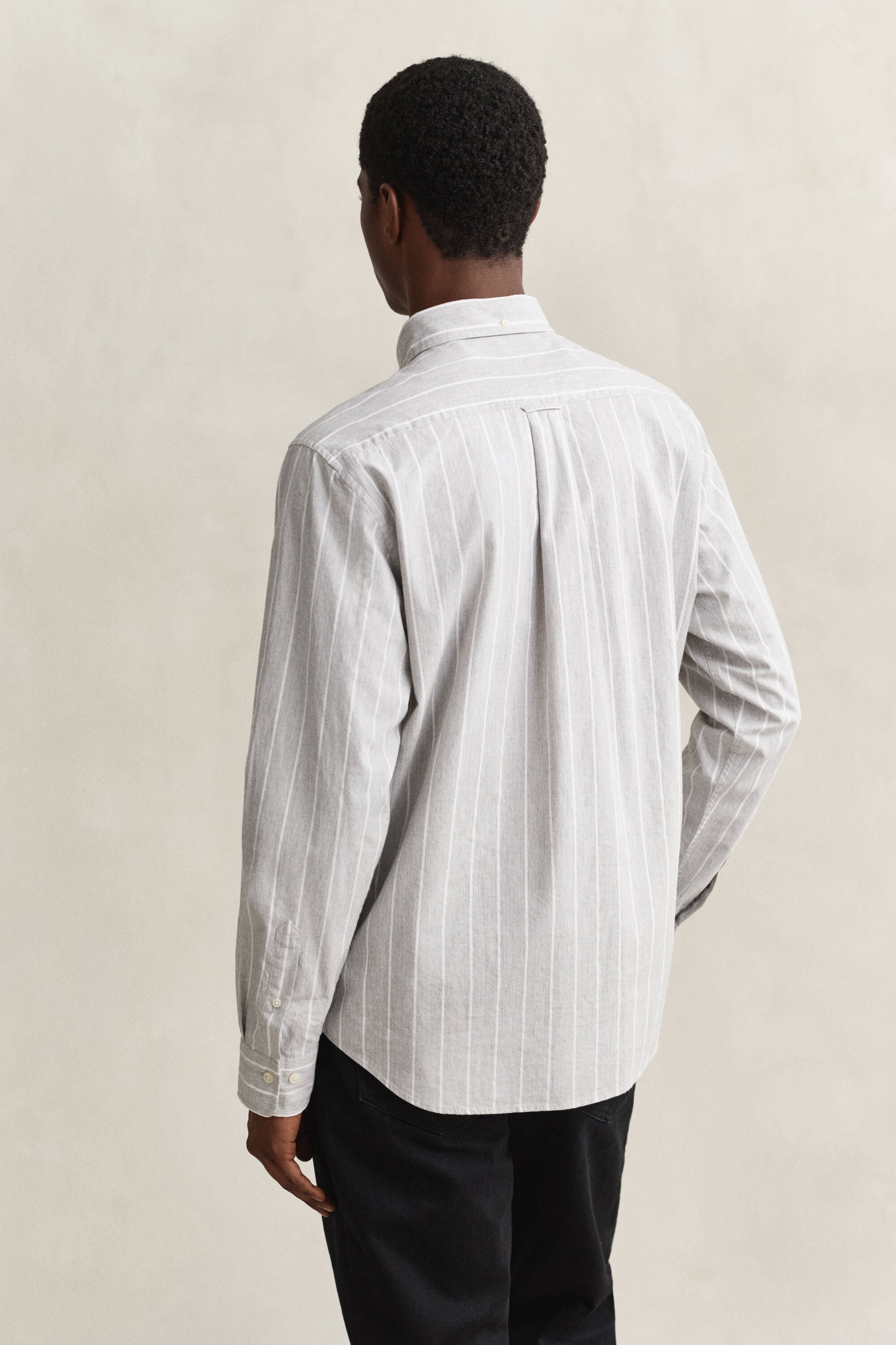 Stribet skjorte i melange poplin