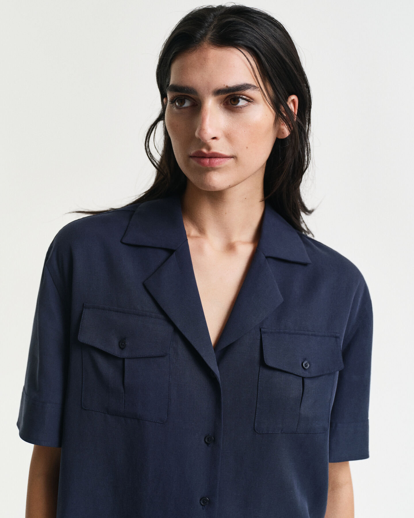 Relaxed fit skjorte med lommer