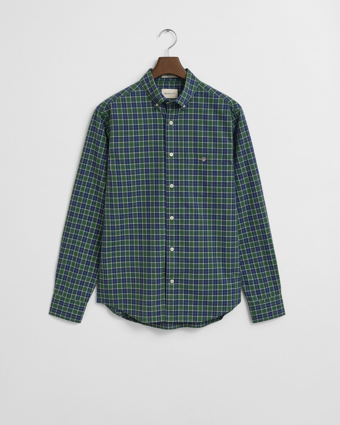 Regular fit klassisk poplin-skjorte med tern
