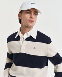 Tværstribet polosweater