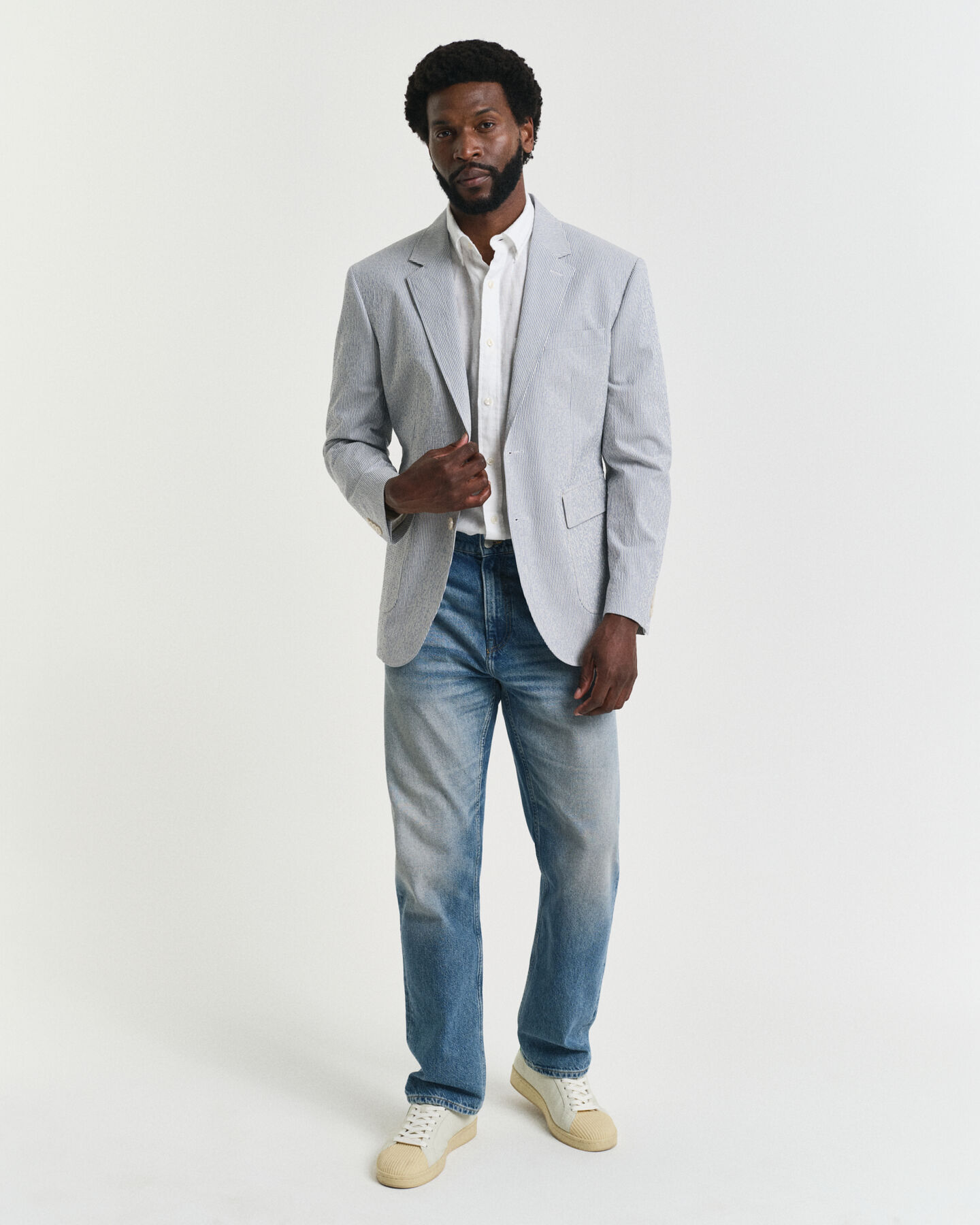 Slim fit seersucker jakkesæt-jakke