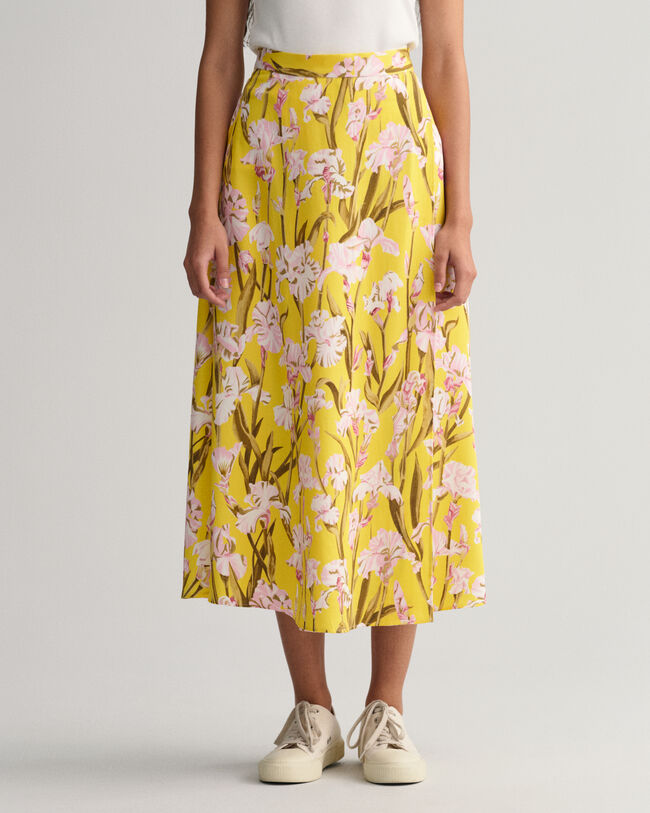 Sl&aring;-om nederdel med Iris-tryk