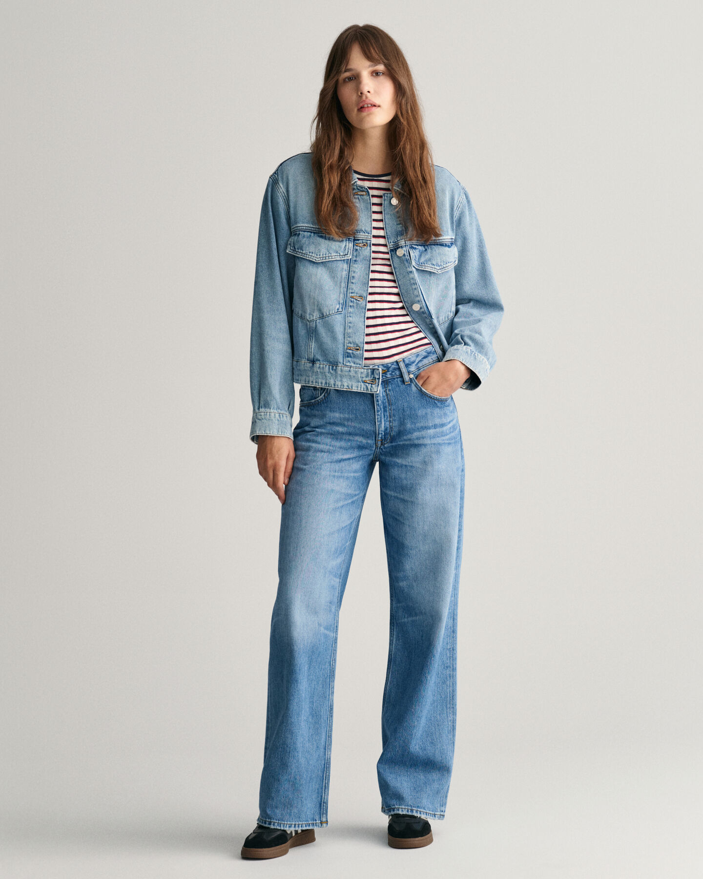 Stribet ribstrikket T-shirt