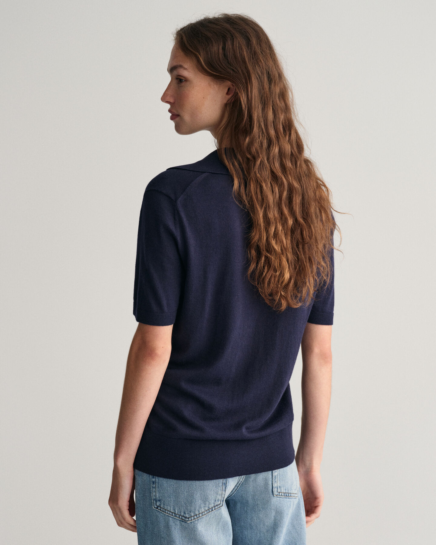 Fint strikket Rugger med korte &aelig;rmer