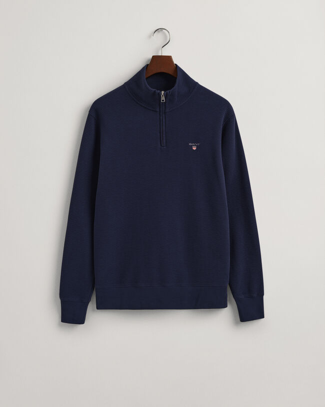 Waffle sweatshirt med halv lynl&aring;s