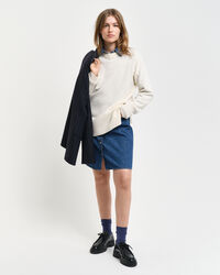 Crewneck sweater med sildebensm&oslash;nstrede detaljer