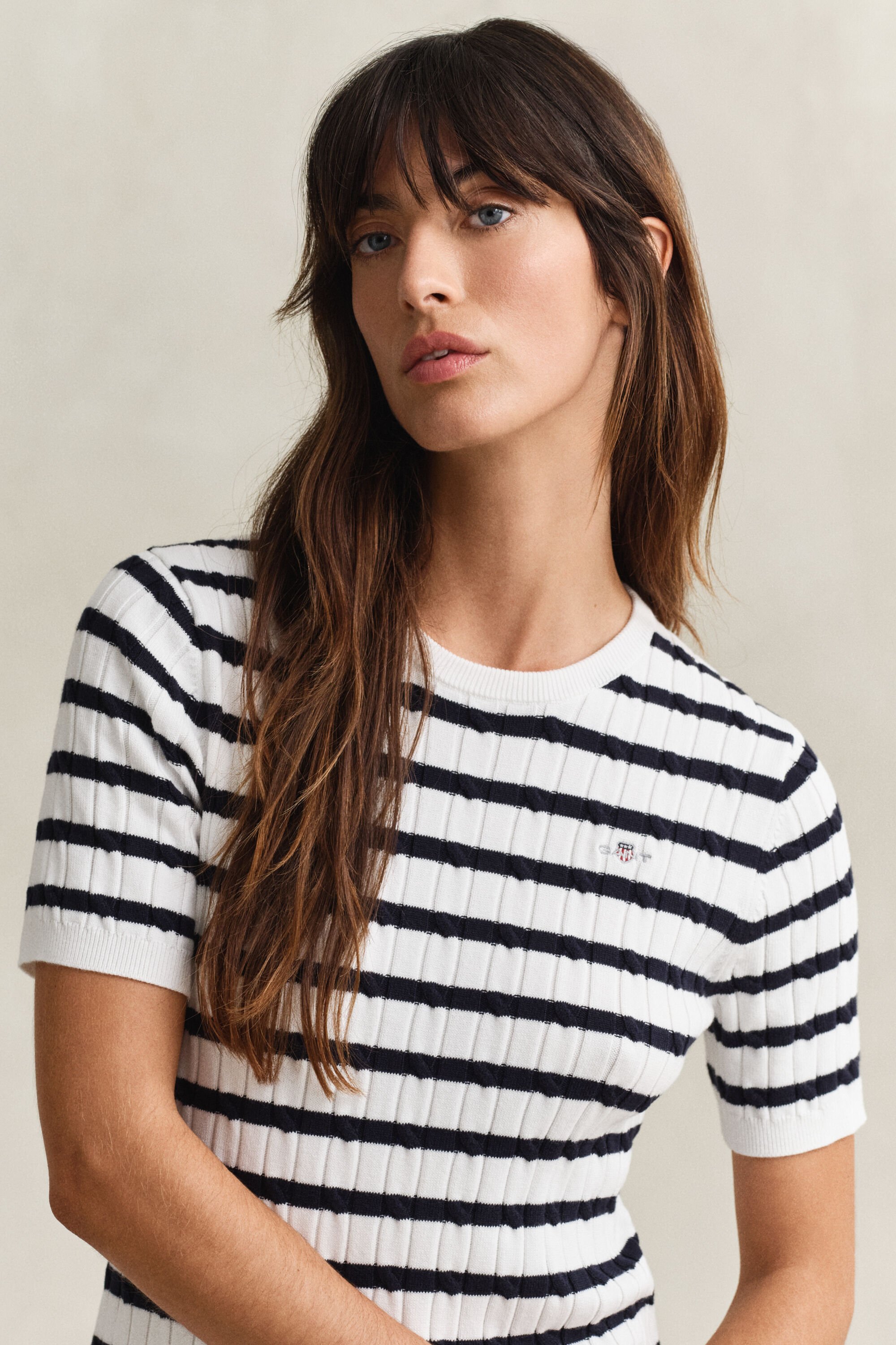 Kjole i bomuld med kabelstrik