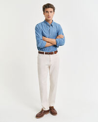 Regular fit jeans af bomuld og h&oslash;r