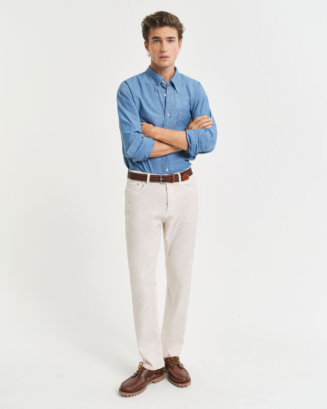 Regular fit jeans af bomuld og h&oslash;r