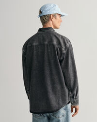 Oversized tung vasket denim-skjorte