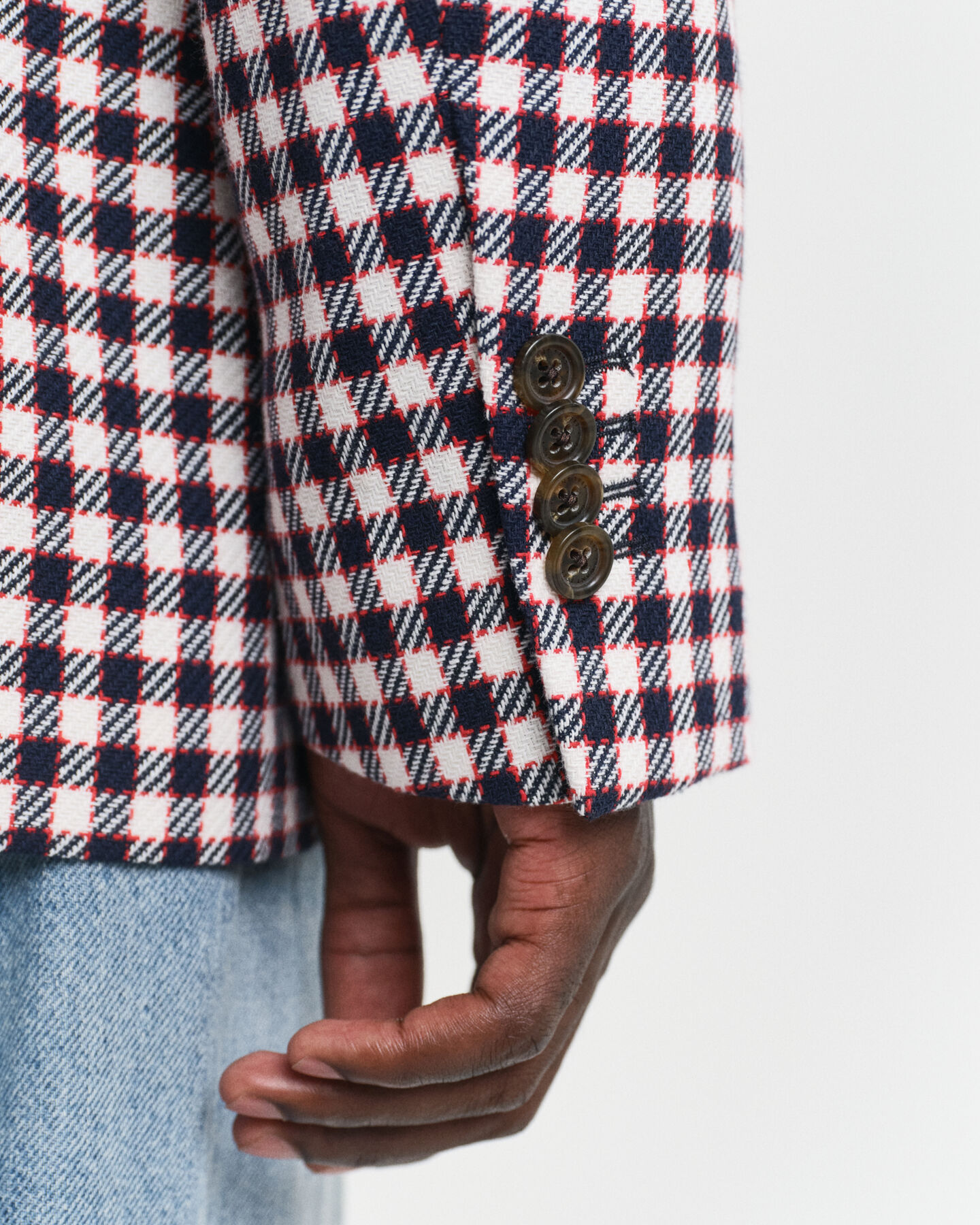 Regular fit ternet blazer i bomuldsblanding