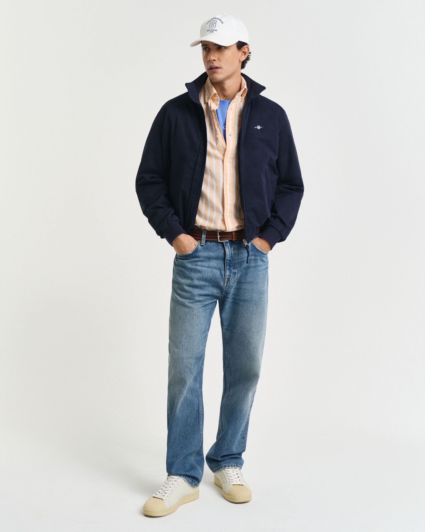 Regular fit stribet skjorte af bomuldsh&oslash;r