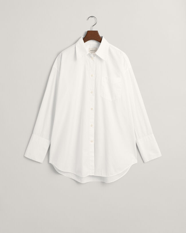 Oversized poplinskjorte med høje manchetter