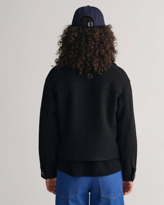 Boucl&eacute; jakke med lynl&aring;s