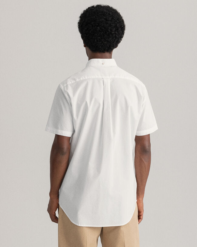 Regular fit tætvævet skjorte med korte ærmer