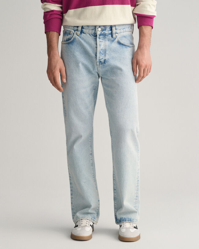 Loose fit let vaskede denim jeans