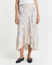 Fl&aelig;set sl&aring;-om nederdel med blomstertryk