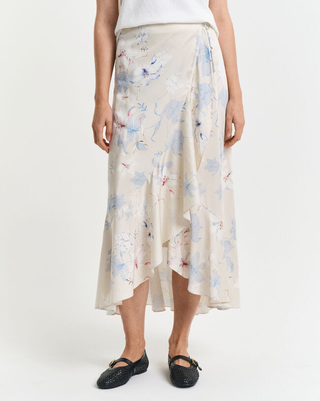 Fl&aelig;set sl&aring;-om nederdel med blomstertryk