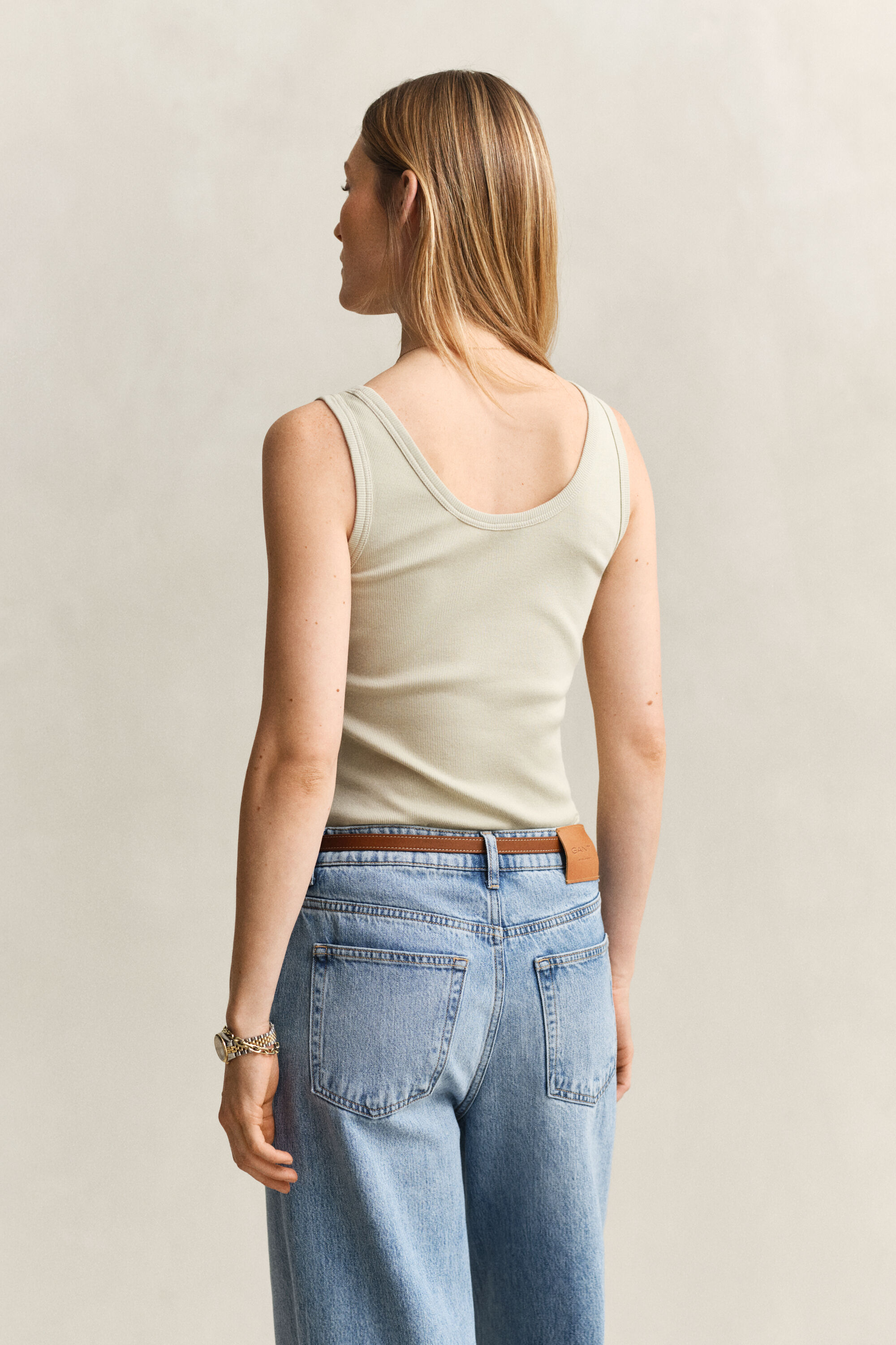 Ribstrikket tank-top
