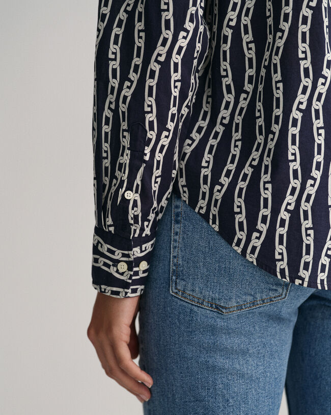 Regular fit skjorte af bomuldsvoile med Chain-tryk