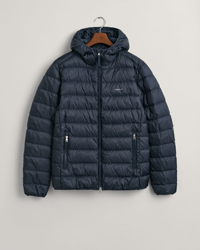 Let dunjakke med hætte