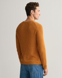 Tekstureret crewneck sweater af bomuld og h&oslash;r