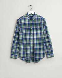 Regular fit vasket poplin skjorte med tern