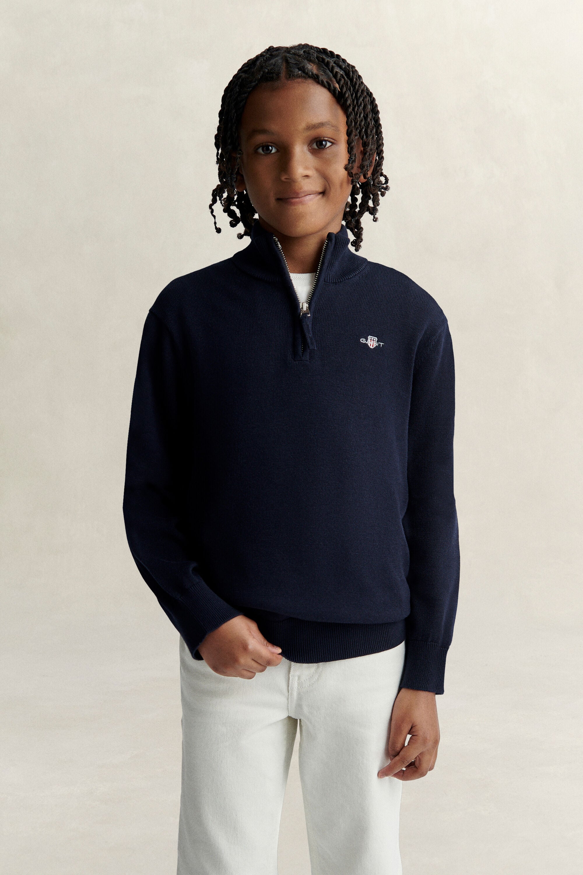 Teen Boys Shield sweater med halv lynlås