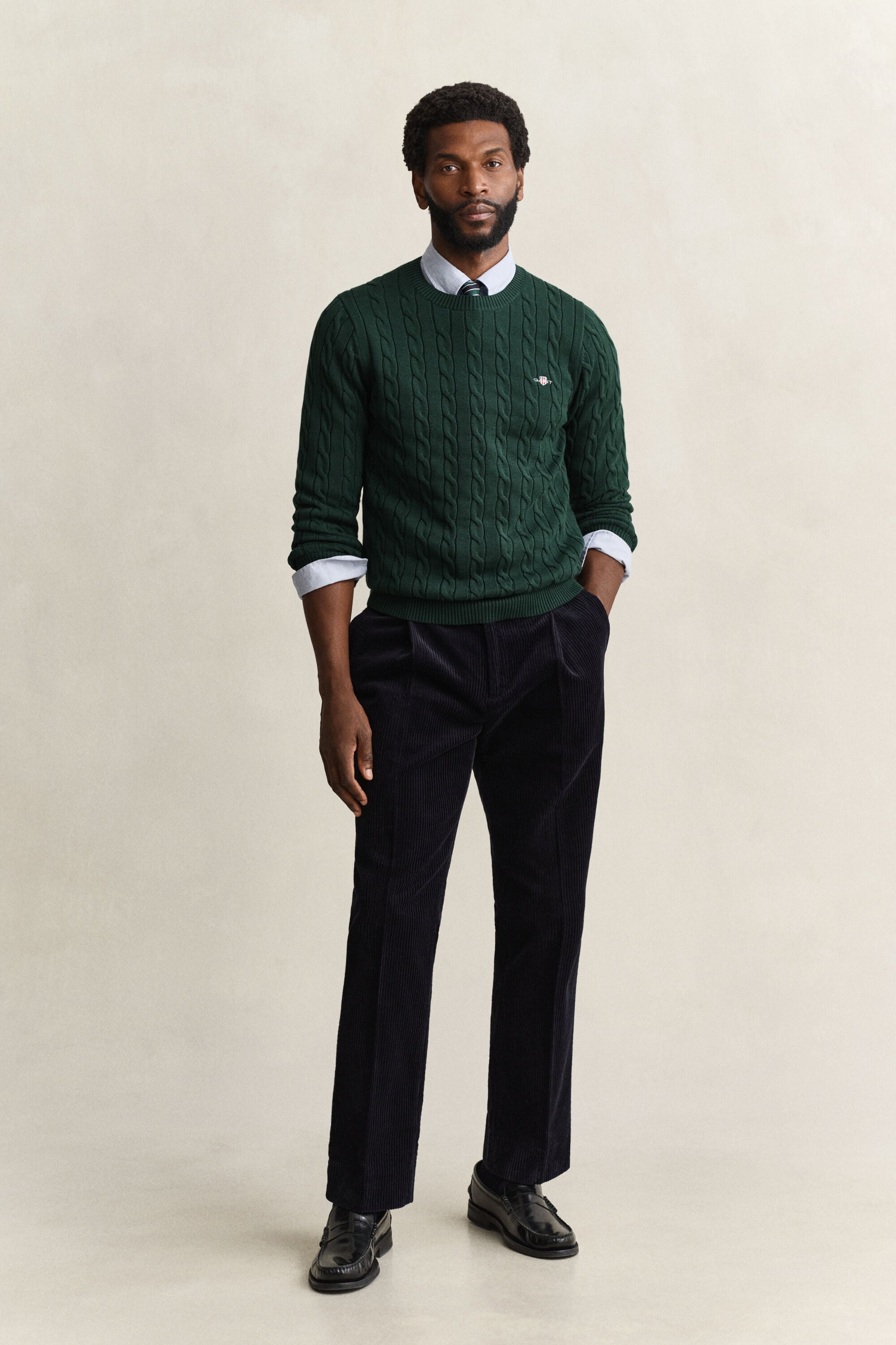 Classic sweater med kabelstrik