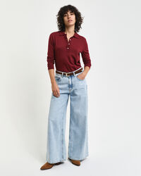 Sømløs langærmet poloskjorte