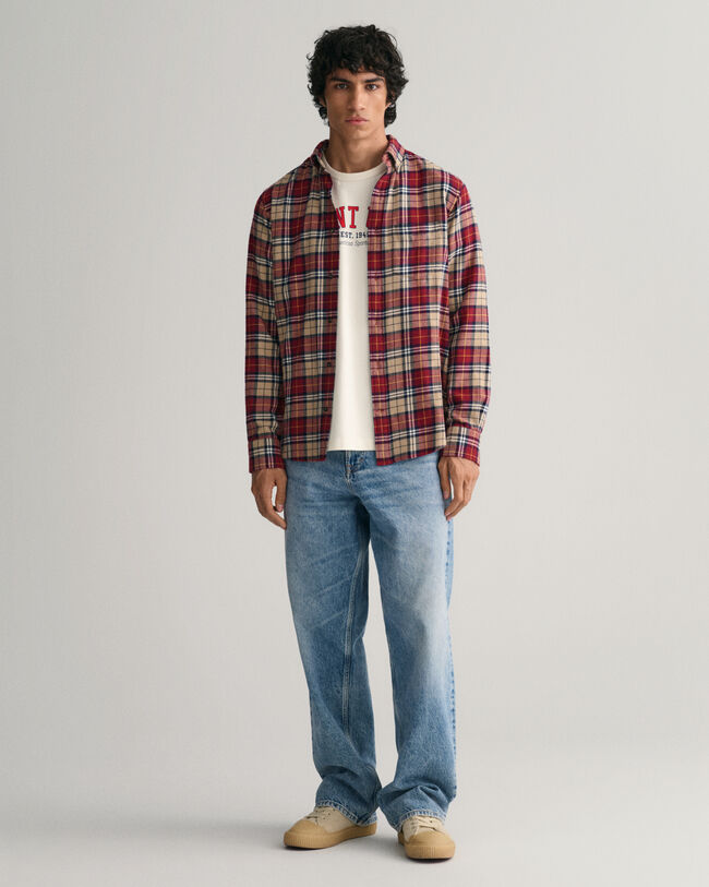 Regular fit ternet flannelskjorte