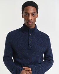 Halvknappet sweater med nister i uldblanding