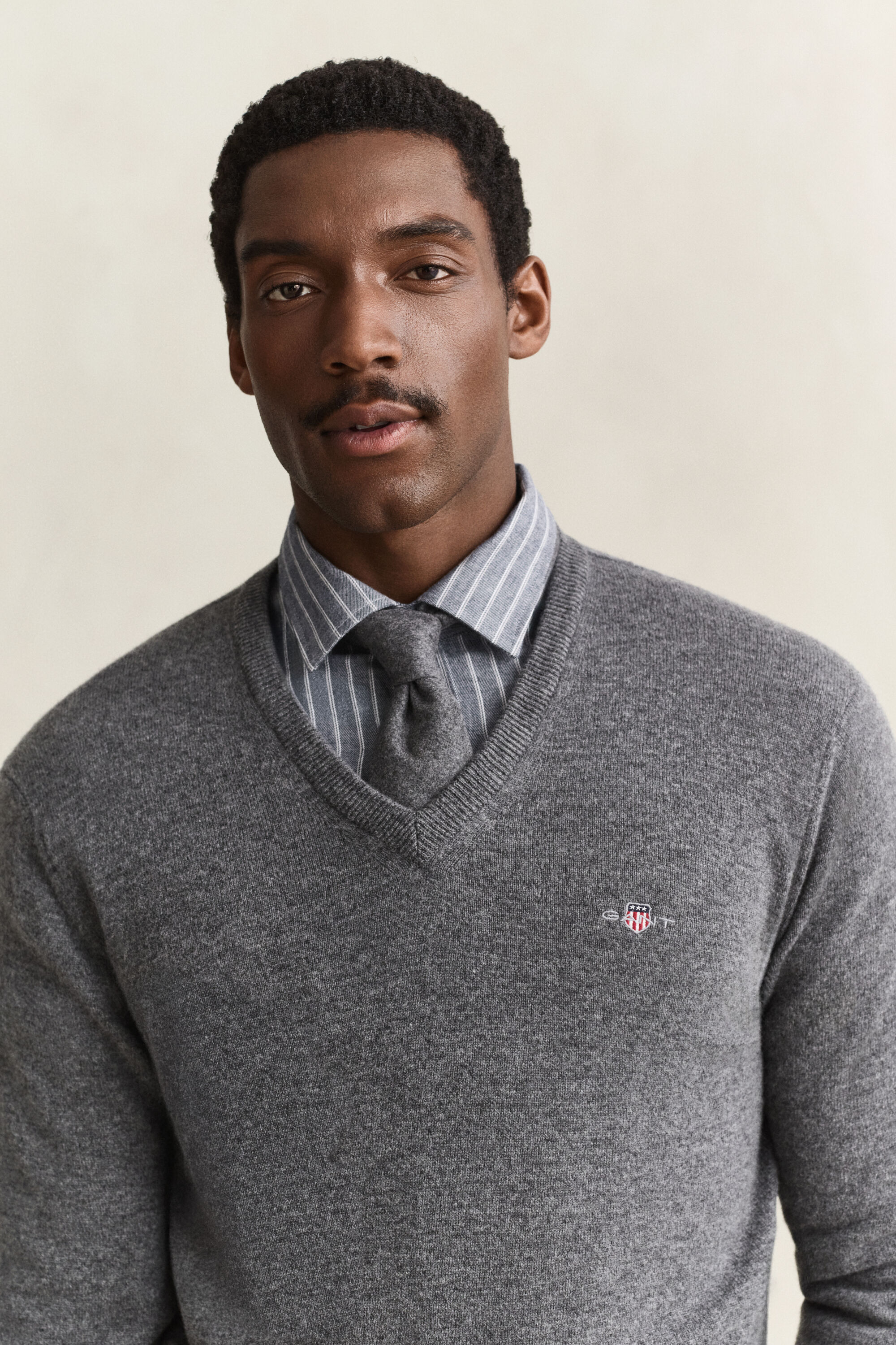 Sweater med V-hals i lammeuld