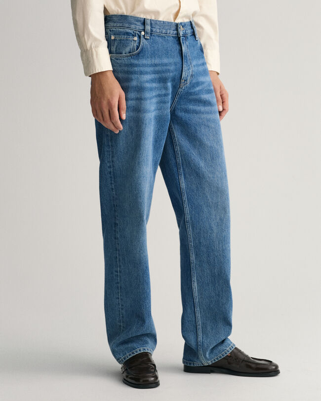 Relaxed fit stenvaskede jeans