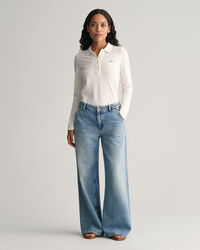 Shield langærmet piqué poloskjorte