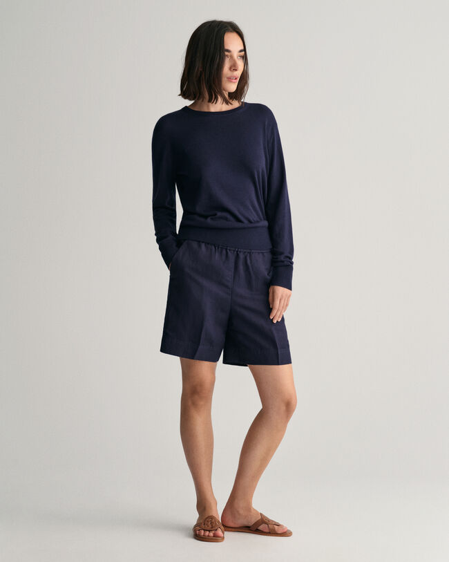 Relaxed fit pull-on shorts i hørblanding