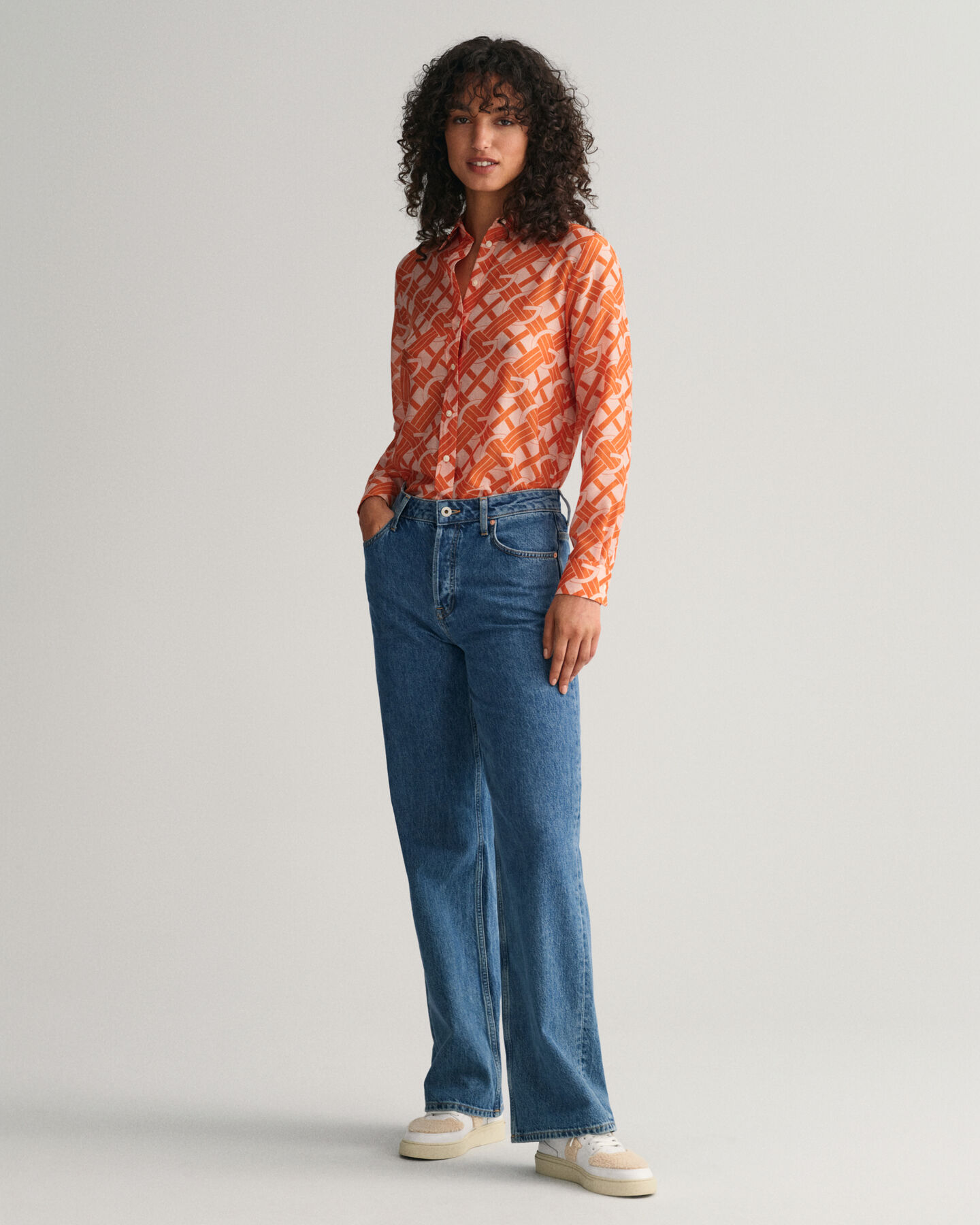 Regular fit G Patterned skjorte af bomuld og silke