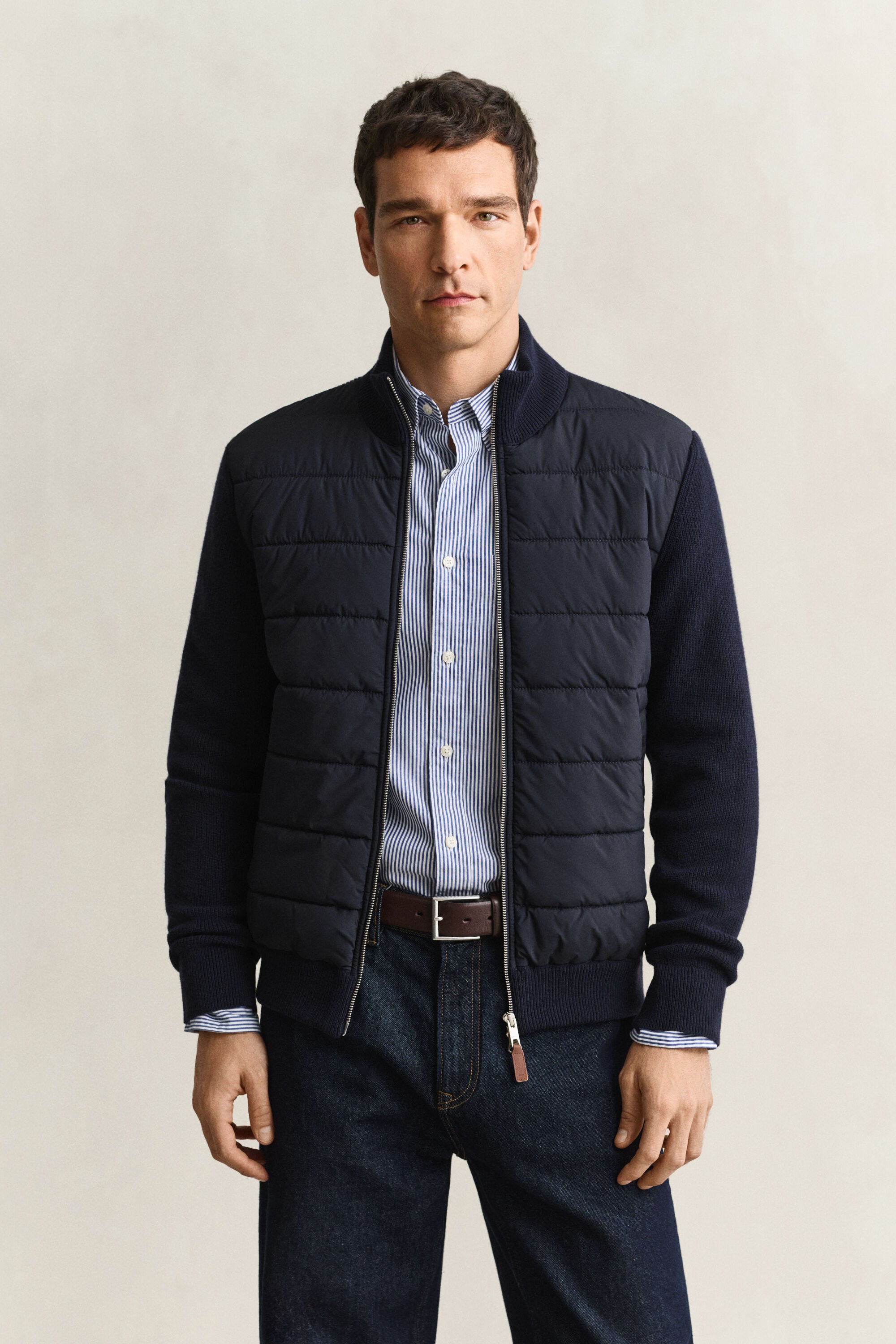 Hybrid cardigan med lynlås
