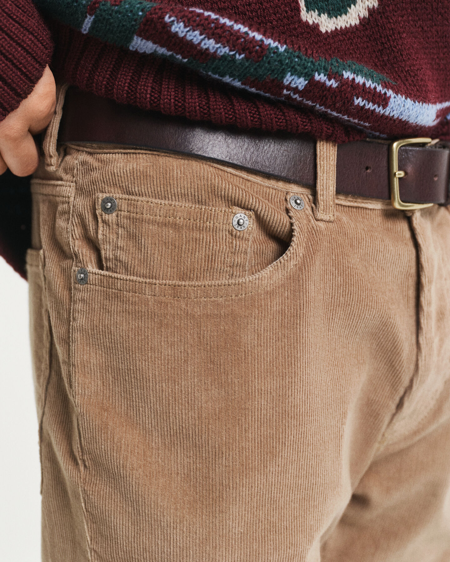 Regular fit jeans af jernbanefløjl