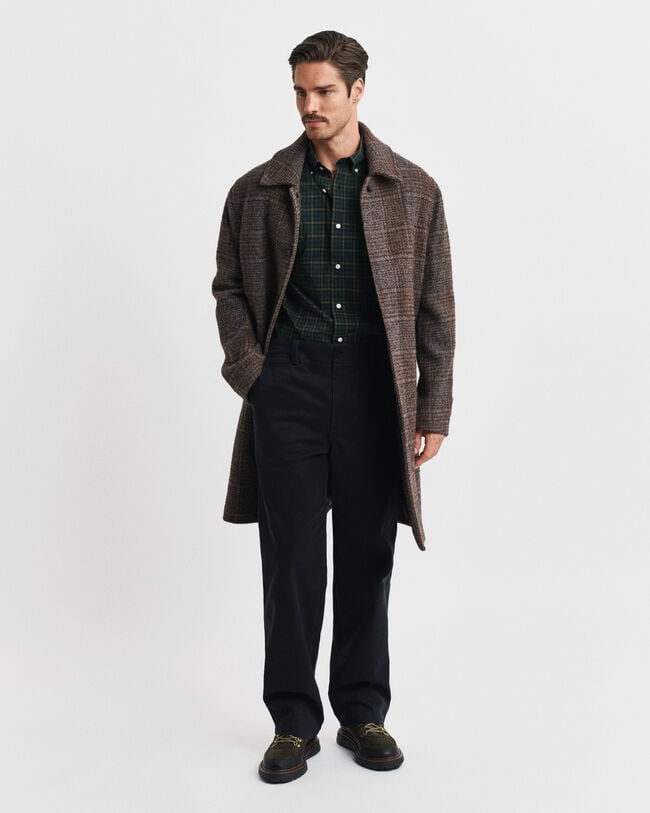 Regular fit klassisk ternet poplin-skjorte