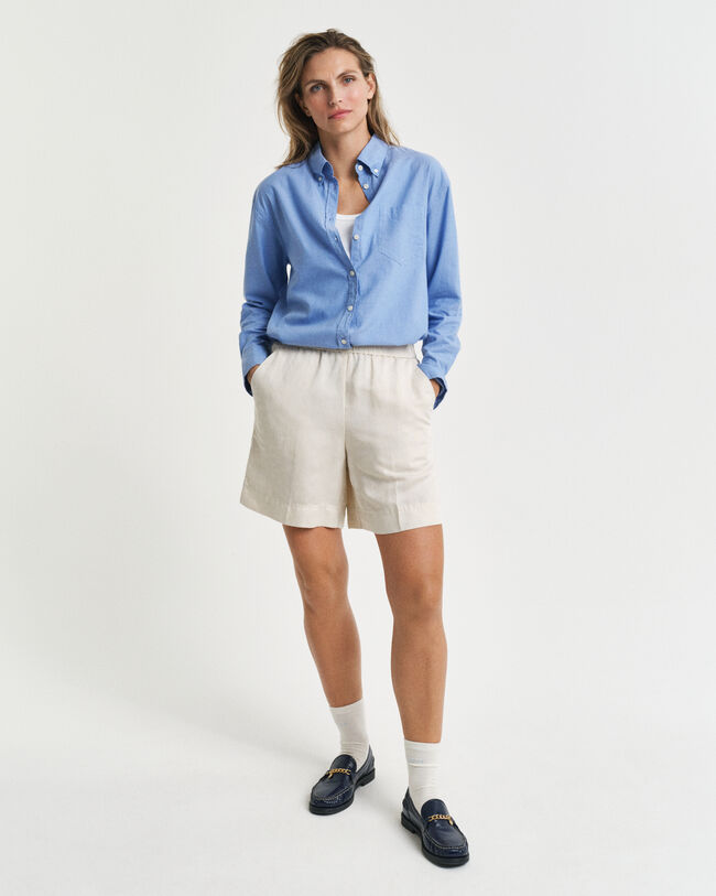 Relaxed fit pull-on shorts i hørblanding