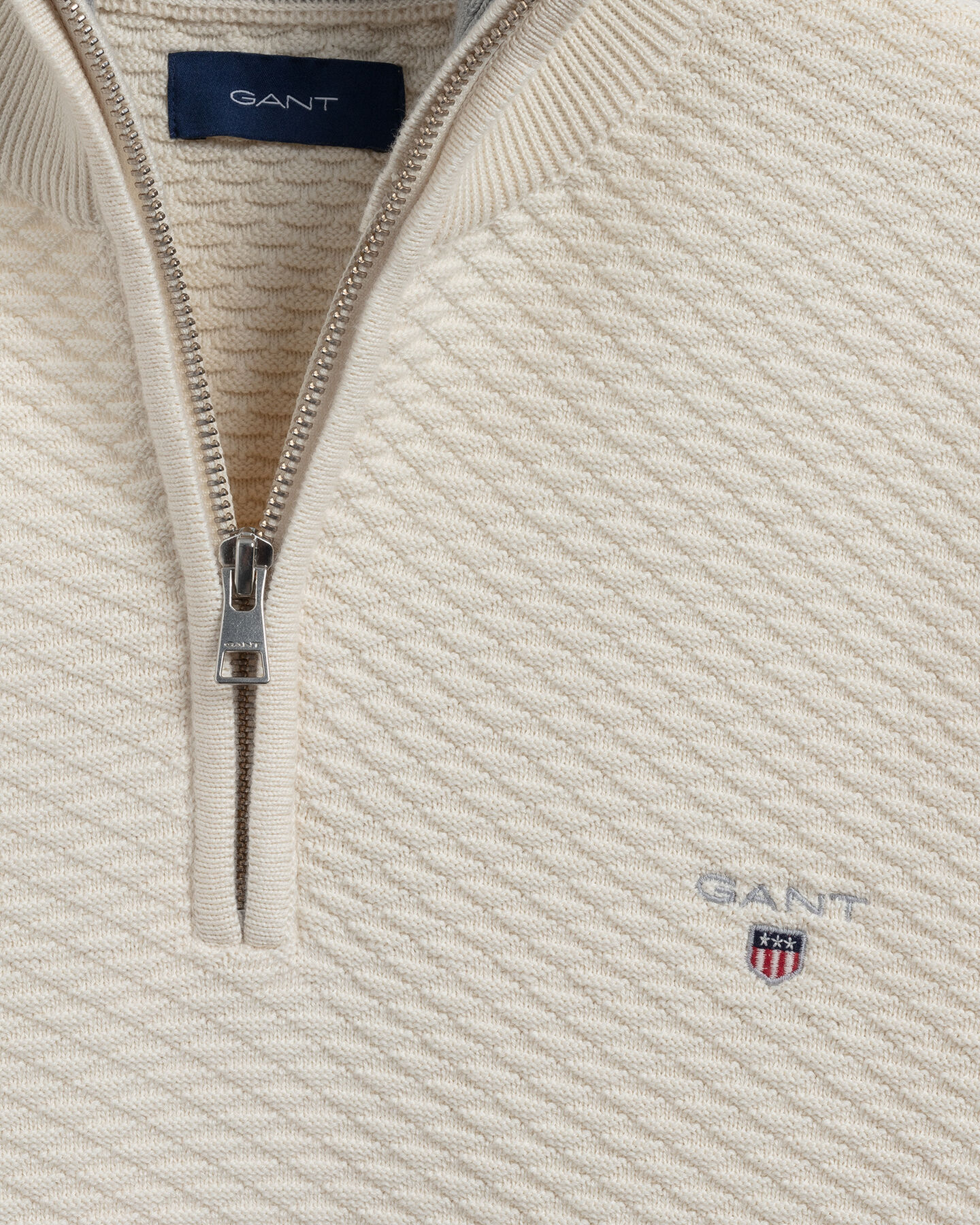 Triangle Texture sweater med halv lynlås