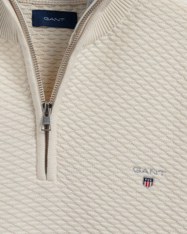 Triangle Texture sweater med halv lynlås