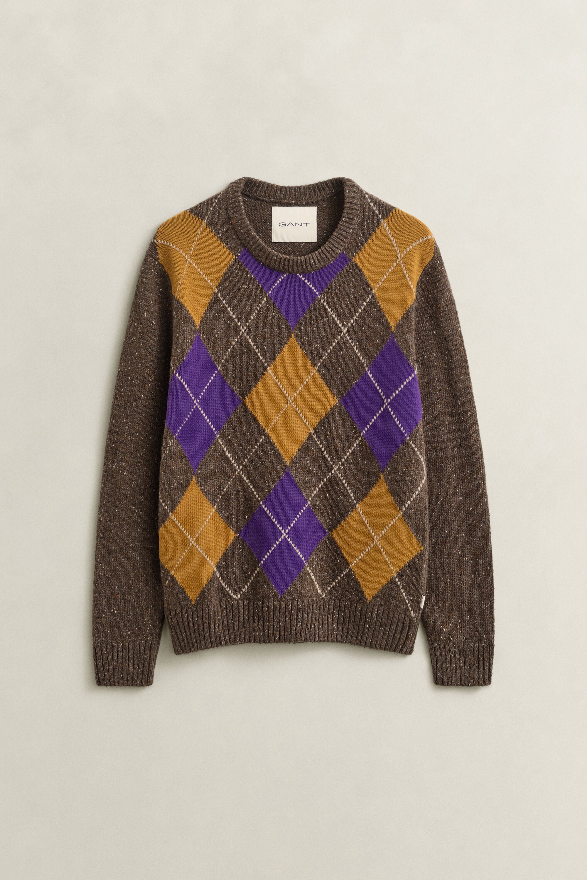 Crewneck sweater med argyle og nister