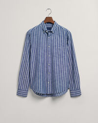 Regular fit stribet chambray skjorte