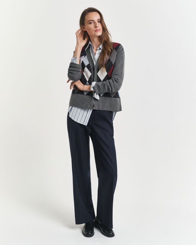 Argyle cardigan med V-hals