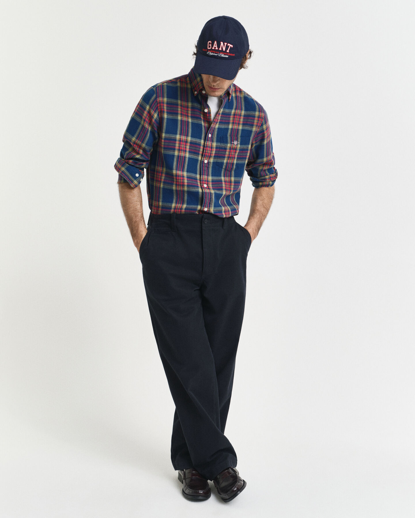 Regular fit ternet indigo twill-skjorte